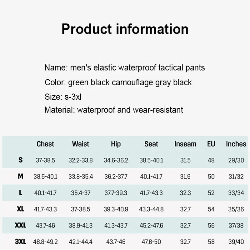 Men's Loose Training Pants Tactical Work Pants Men Cargo Trousers Multi-pocket Waterproof Pant Outdoor Workwear Hiking Trousers