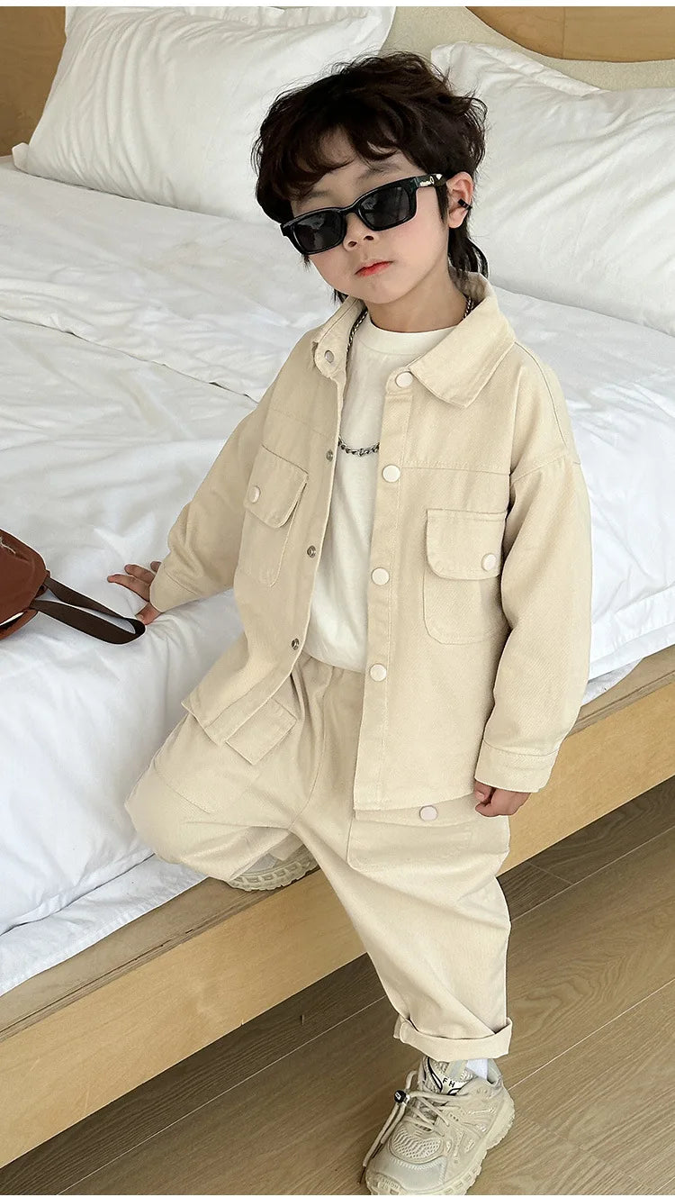 Boys' suit 2025 autumn new fashionable top pants sports casual workwear  children's clothing jacket
