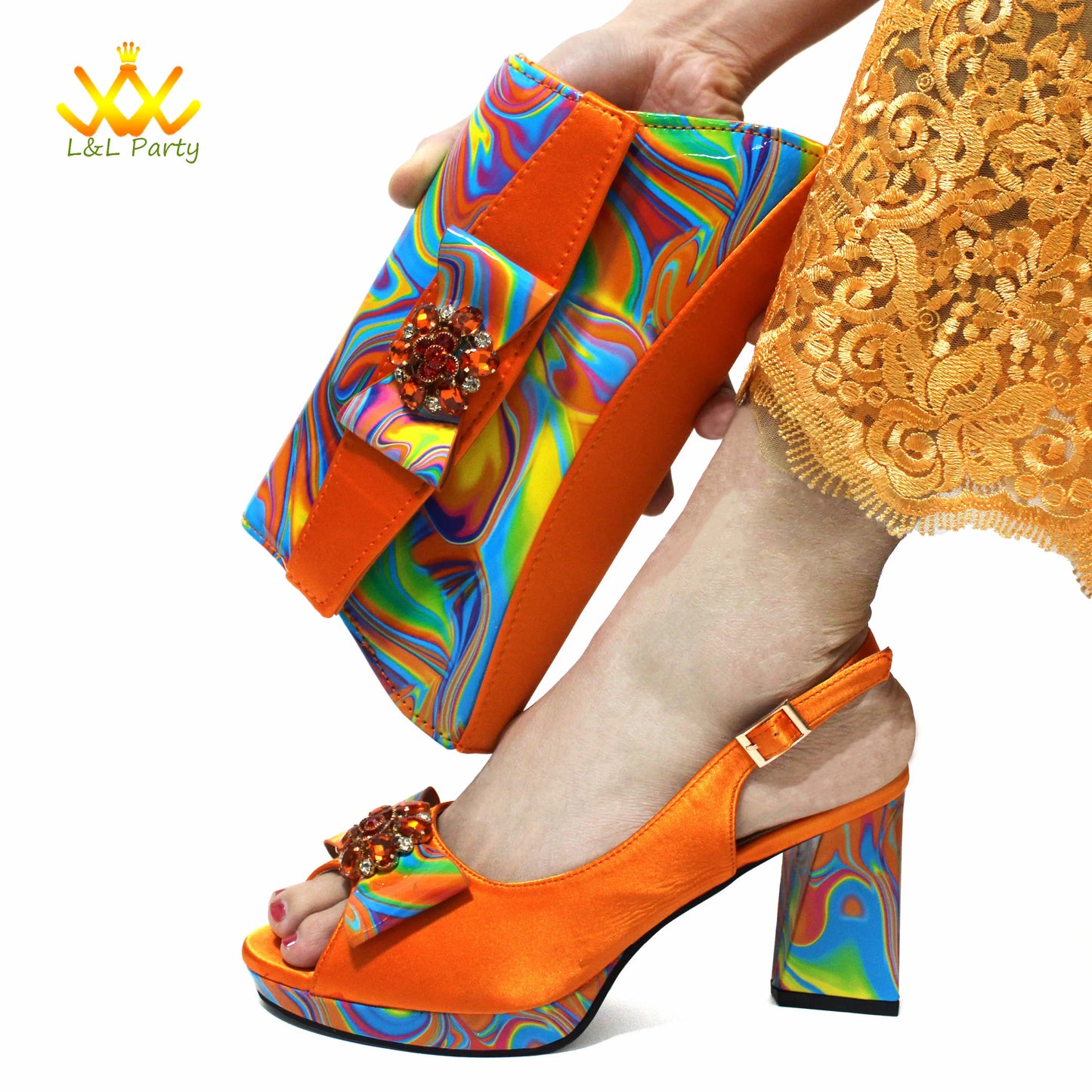 Coffee Color INS Hot Sale New Arrivals 2024 Italian Design Shoes Matching Bag Set Super High Heels Pumps for Garden Party