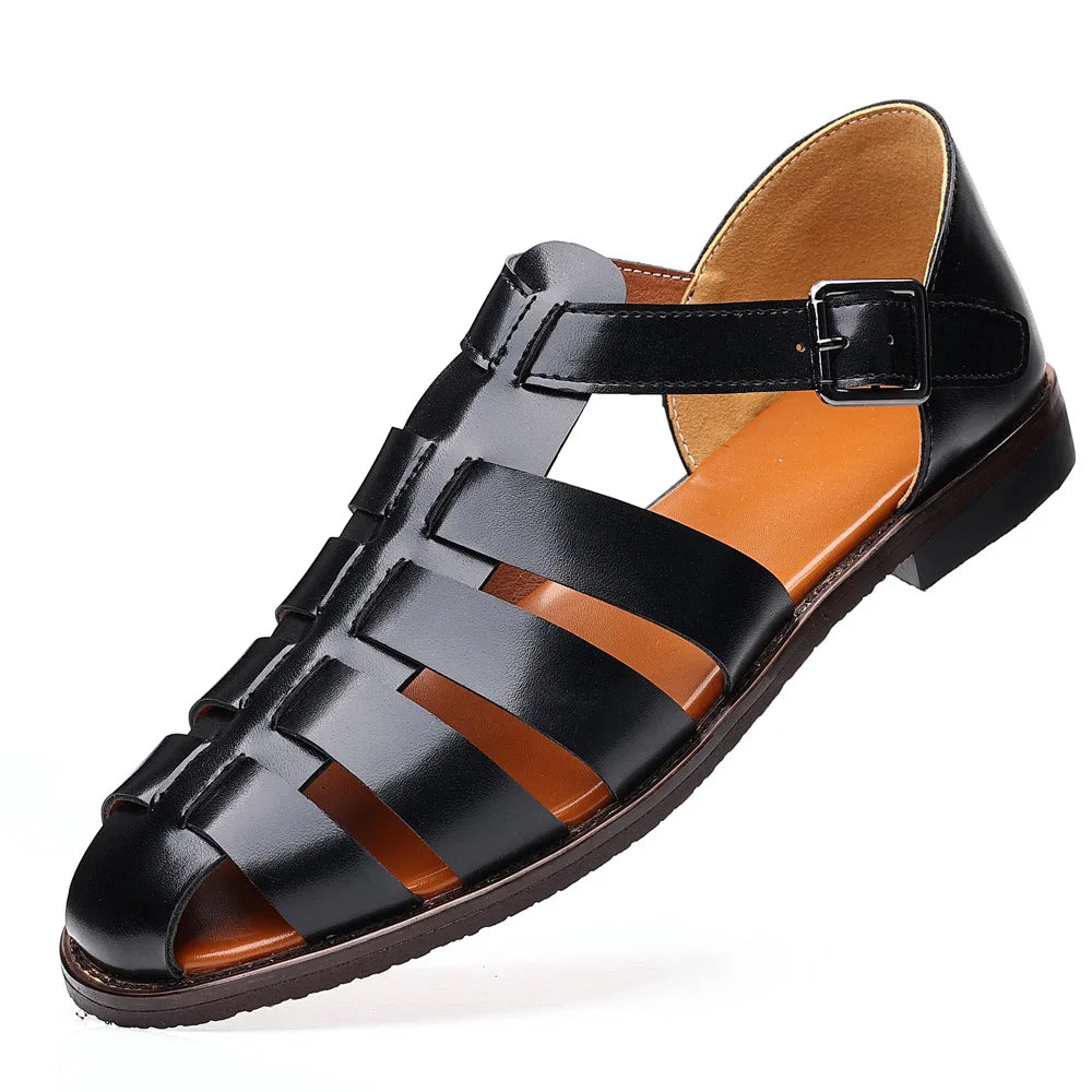 Summer Stylish Sandals for Man Leather Daily Roman Shoes Fashion Mens Business Dress Casual Comfortable Beach Footwear Flats