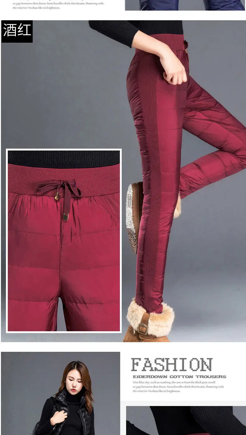 Winter Warm Windproof Pencil Pants Women Casual Oversize 4xl Slim Cotton Padded Lined Sweatpants High Waist 90cm Black Leggings