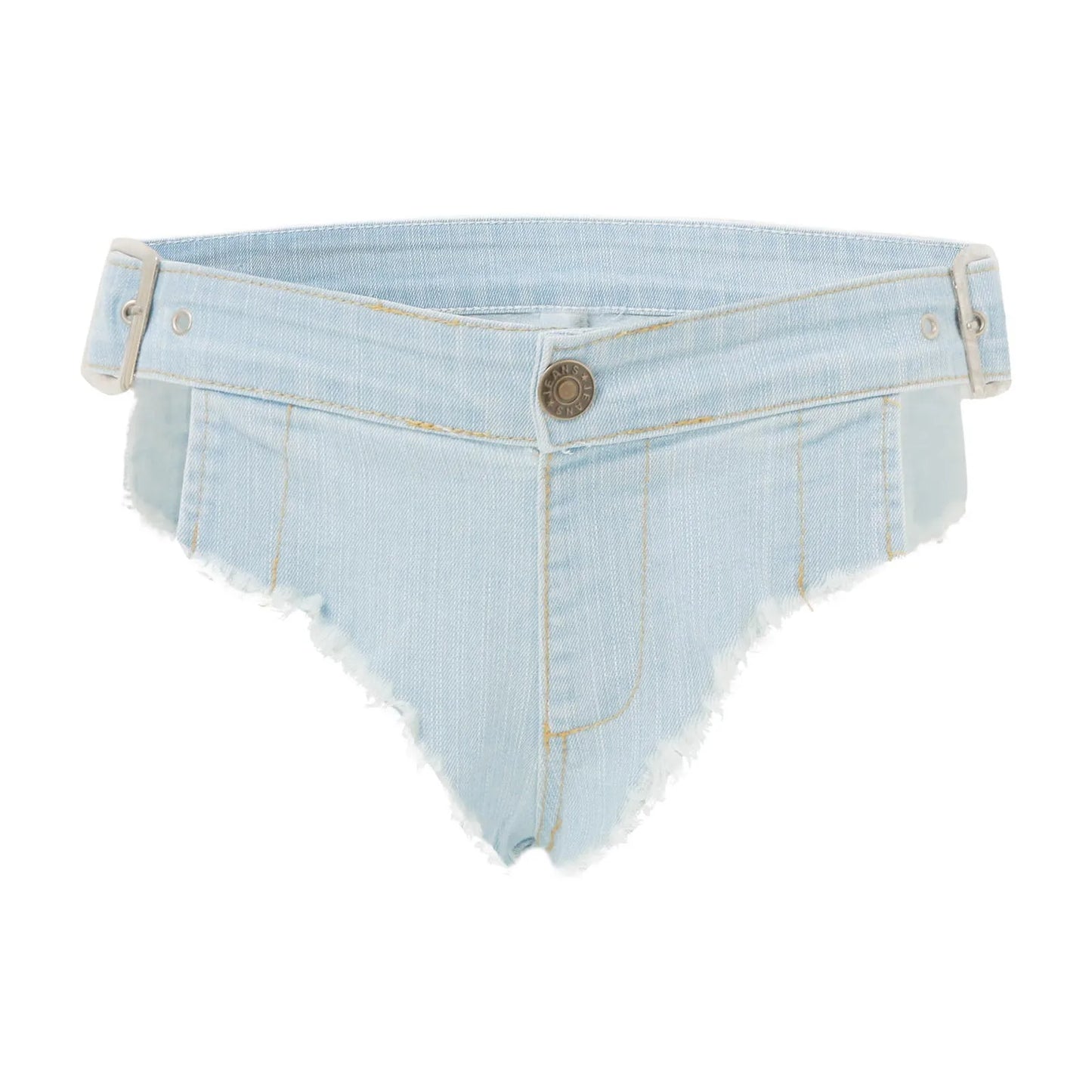 Summer Blue Denim Shorts Woman Sexy Low Waist Hollow Out Micro Shorts Ripped Distressed Adjustable Waist Hot Pants Mini Shorts