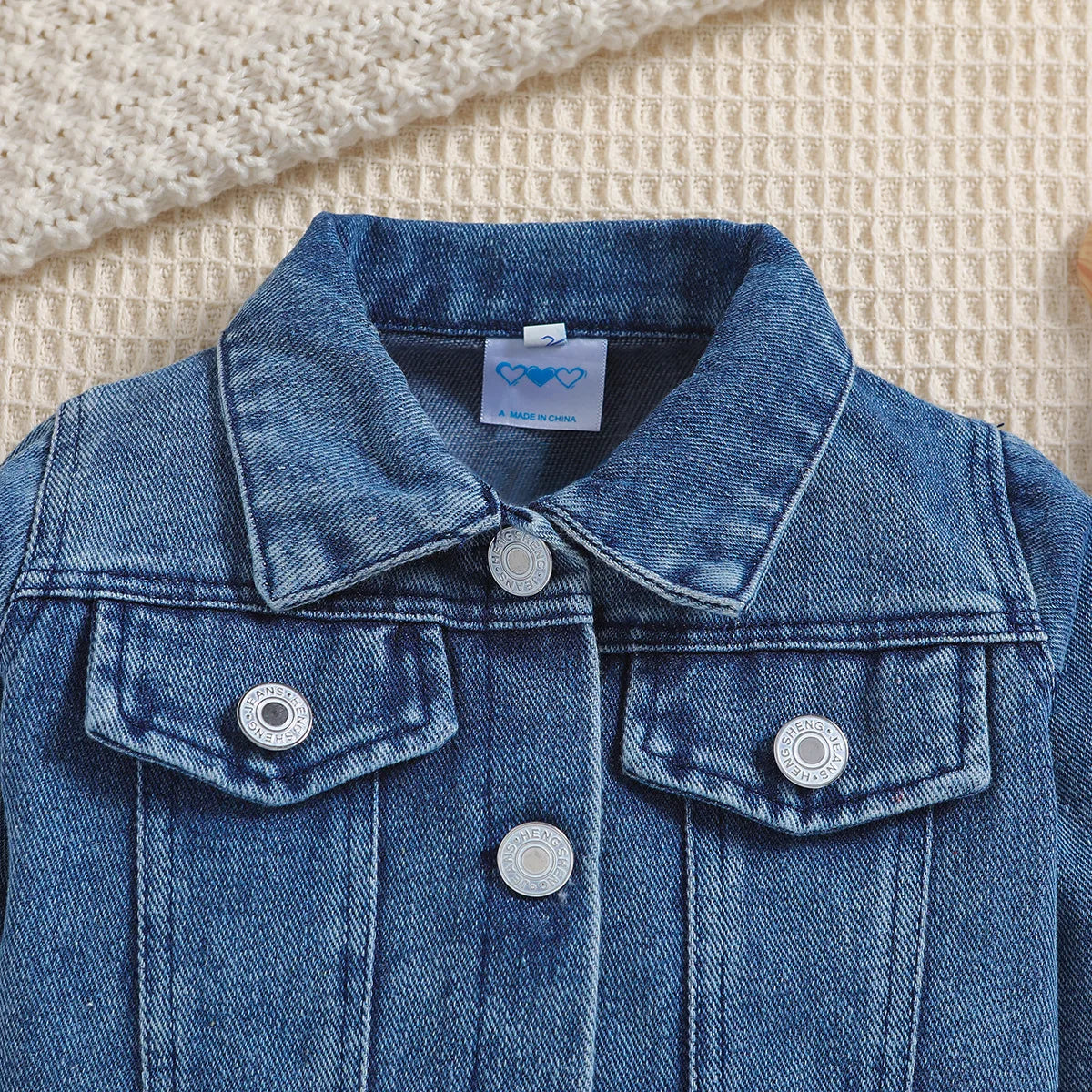 0-18M Toddler Infant Children Fashion Clothes Spring Autumn Baby Denim Jacket Casual Back Letter Embroidery Outerwear Kids Coat