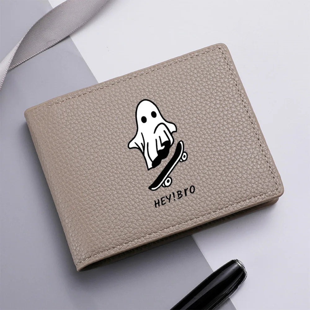 Men's Short Wallet PU Leather Mini Pattern with Multiple Card Slots And Zipper Coin Pocket