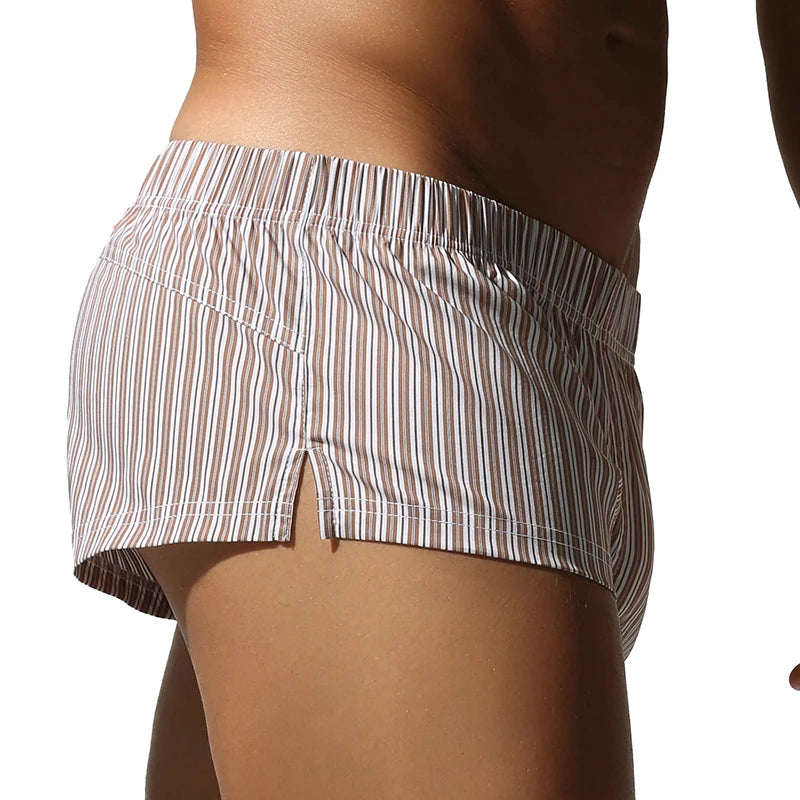 Mens Cotton Boxers Funny Woven Pattern Plaid Boxer Shorts Inseam Pajamas