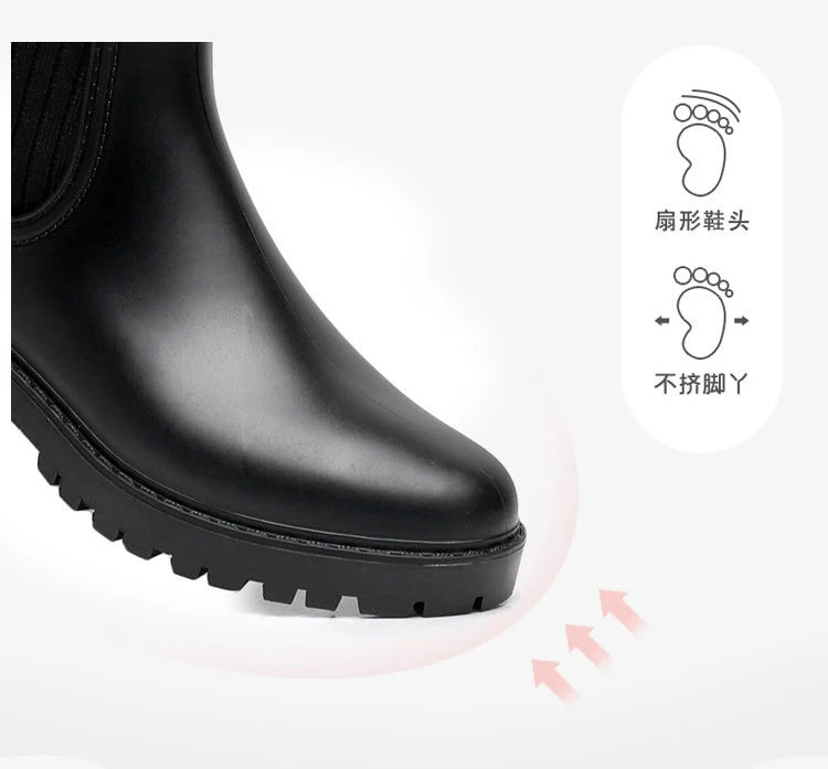 Designer Rain Boots Women's Waterproof Shoes Rainy Ladies Pink Fur Rubber Rainshoes Woman Galoshes Non-slip Pull-on Rain Boots
