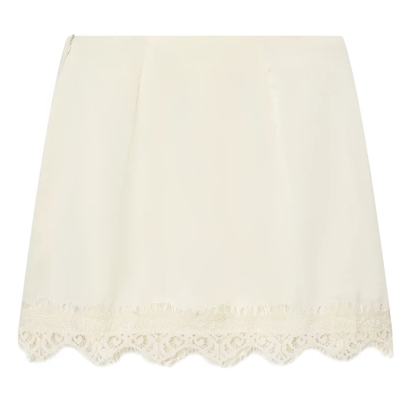 Women's Skirt With Lace Black High-Waisted Skirt Pants Summer Side Zipper Slim-Fitted Mini Skirt Women's Fashion Party Skirt