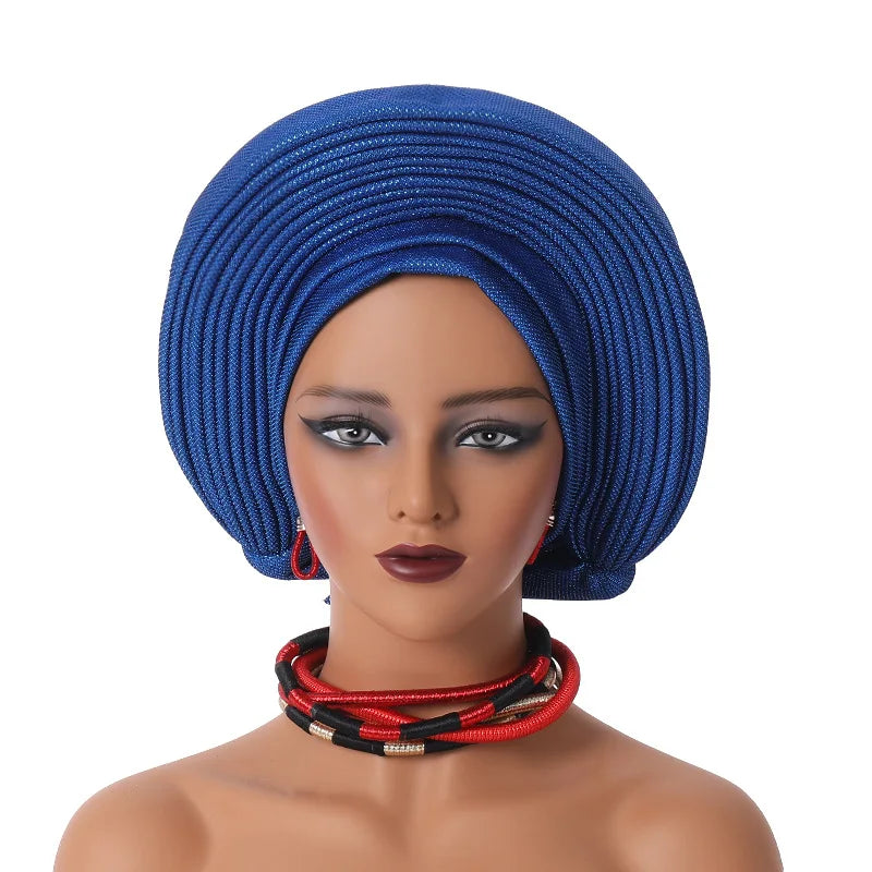 African Headtie Nigerian Aso Oke Headtie Women Hijab Head Wrap Turban Chemo Caps Gele Femme Scarf High Quality for Wedding Party