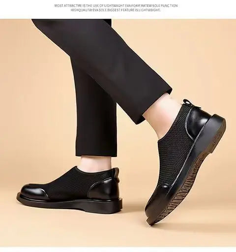 New Men's Summer Fashionable Large Casual Leather Shoes Breathable Mesh UK Versatile Business Simple Design