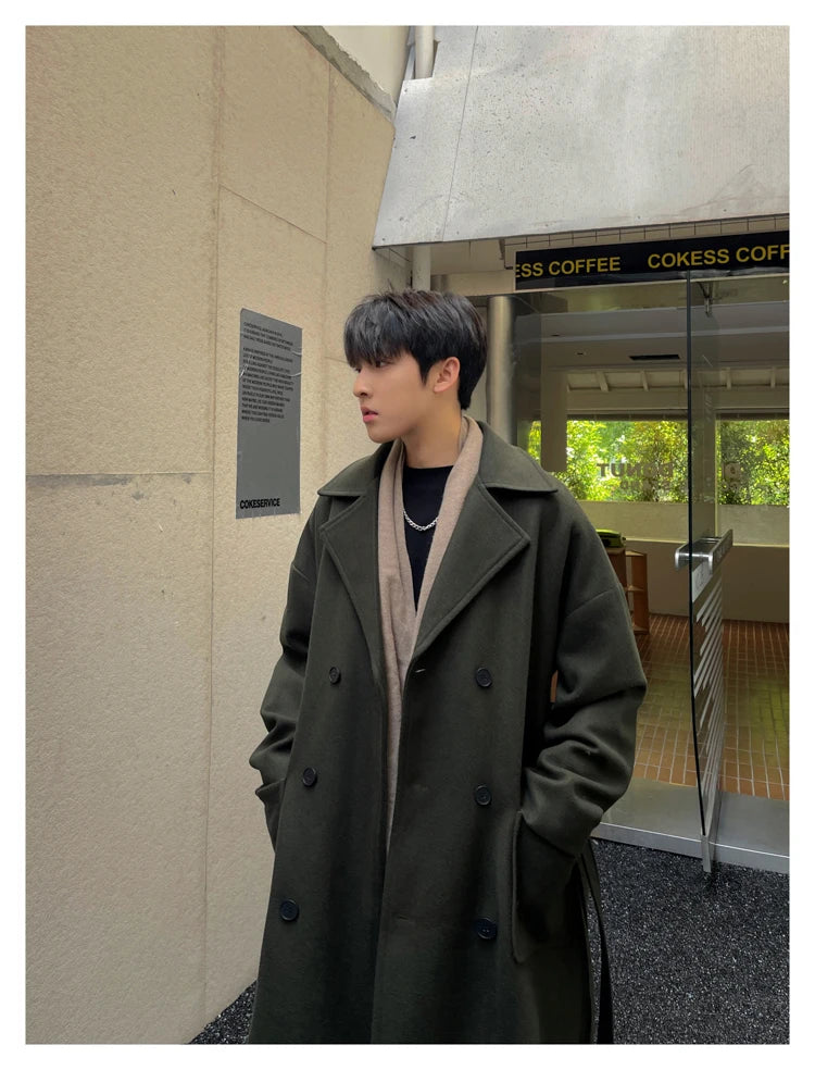 Long Coats Men chamarras para hombre Woolen Jackets winter coat men Trench Male Vintage Loose Heavy Jackets Men Leisure Overcoat