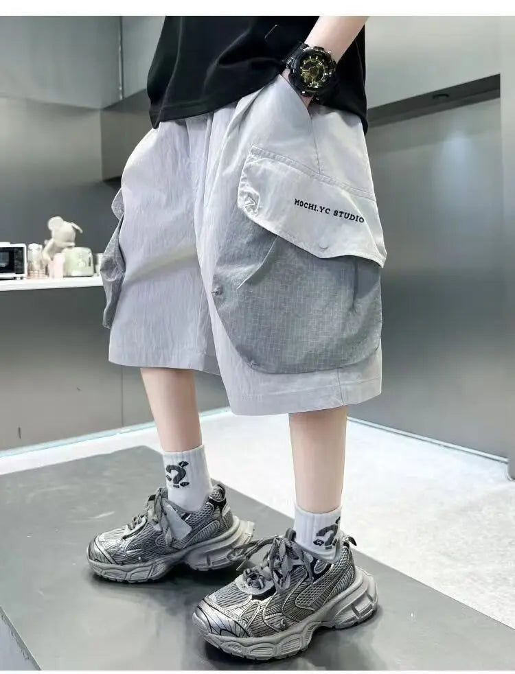 Kids Teenage Casual Baggy Shorts Quick Dry 5 Point Pants Summer Boys Sporty Shorts Pockets Trousers for Kids Clothing