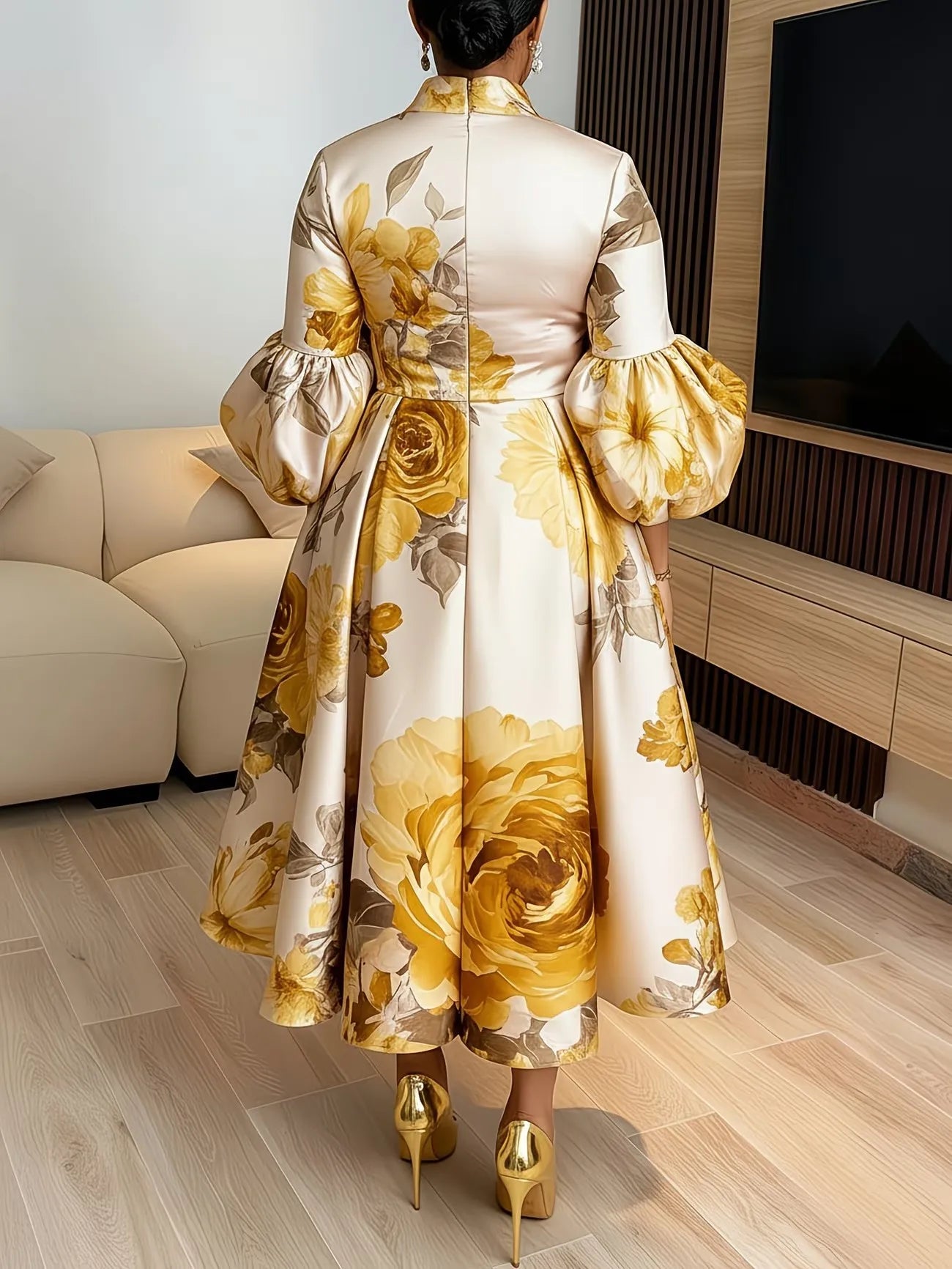 African Dresses for Women Elegant Ankara Dashiki Spring Summer Midi Dress Ladies Traditional Africa Clothing