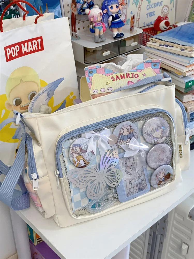 Trendy Transparent Simple Crossbody Bag for Girls Large Capacity School Shoulder Bag Comfortable and Versatile Texture Ita Bag