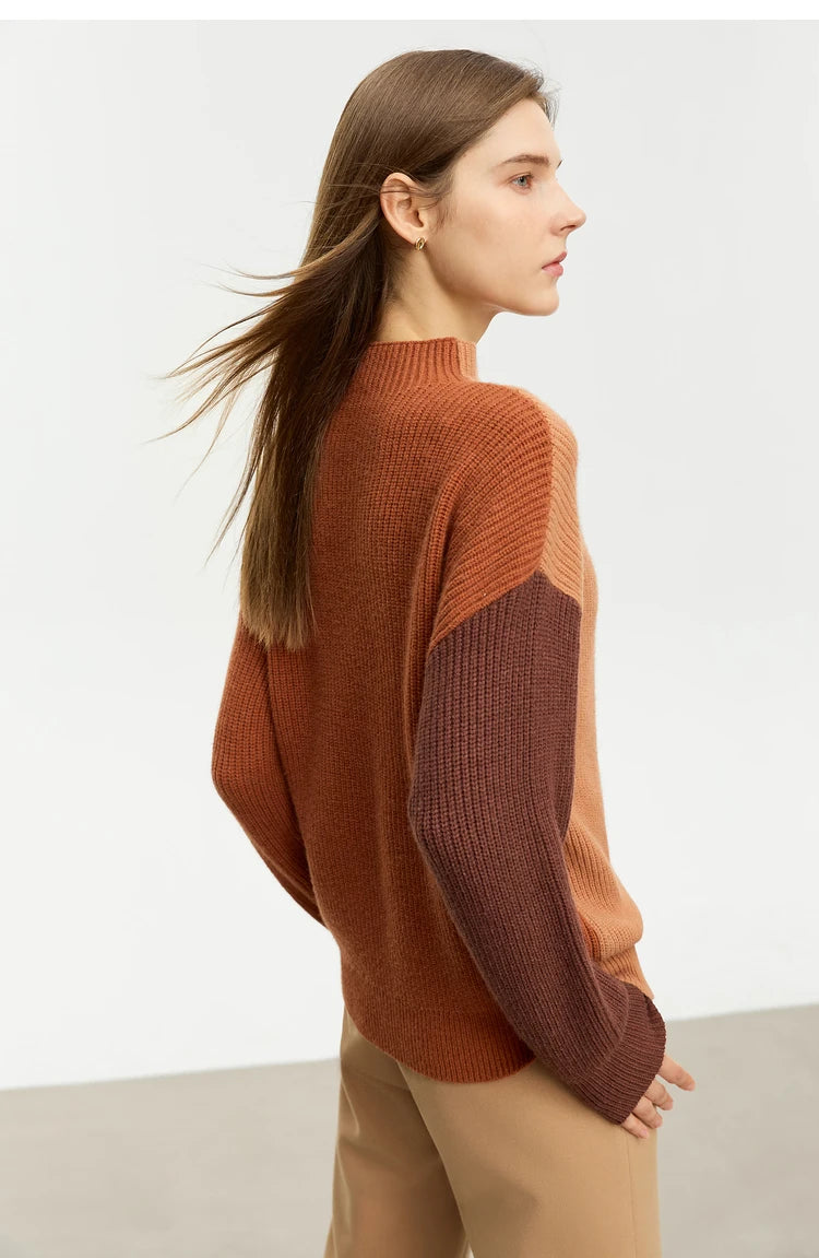 AMII Minimalism Sweaters Women 2024 Spring Street wear Spliced Knitted Top Drop Sleeve Loose Full Pullovers Sweaters 12344144