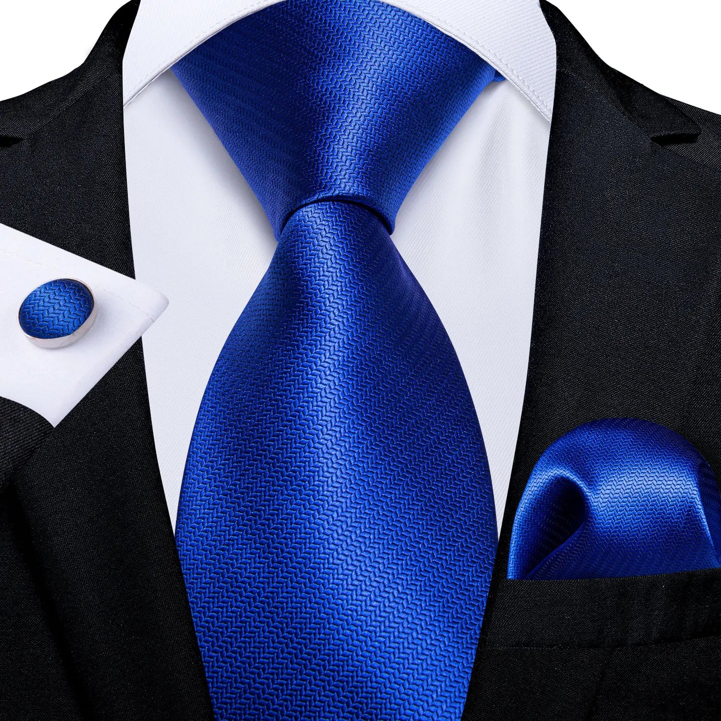 Royal Blue Paisley Plaid Striped Men tie Set with Handkerchief Cufflinks Wedding Prom Groom Accessories Perfect Gift for Men BAZAARHUBO