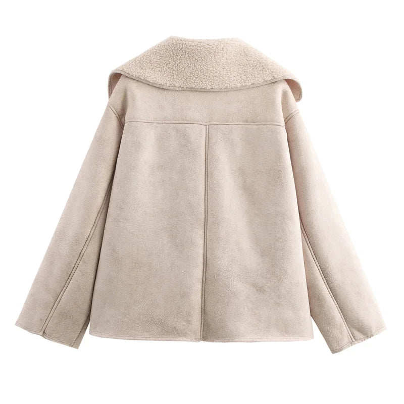 ETJ 2025 Fall/Winter New Arrival Women's ZW Series Double-Sided Collar Oversized Long-Sleeve Jacket Warm Coat 3548246