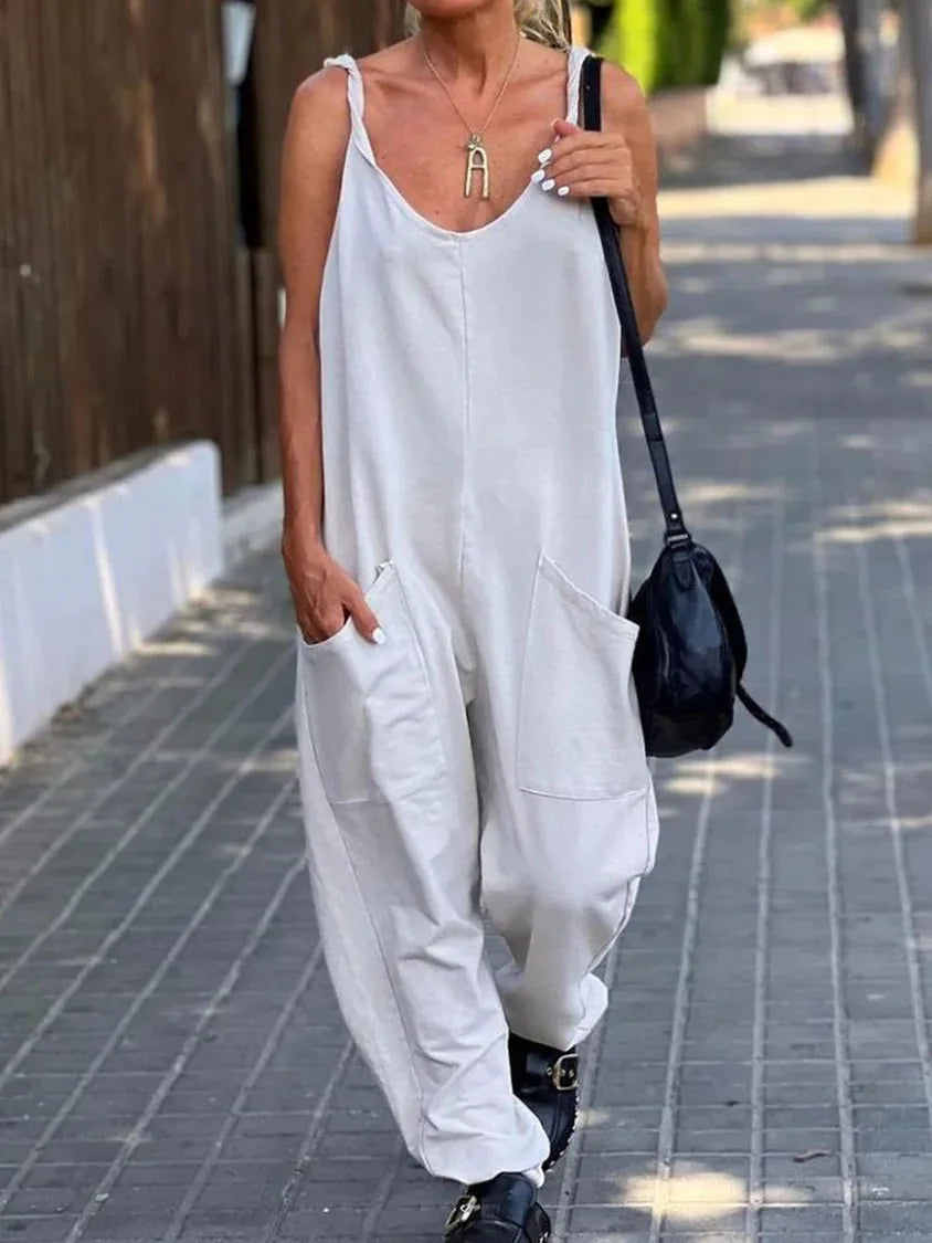 Jumpsuit Women's Solid Color Loose Suspender Pocket Trousers Street Trend Fashion Trousers for Female Jumpsuit