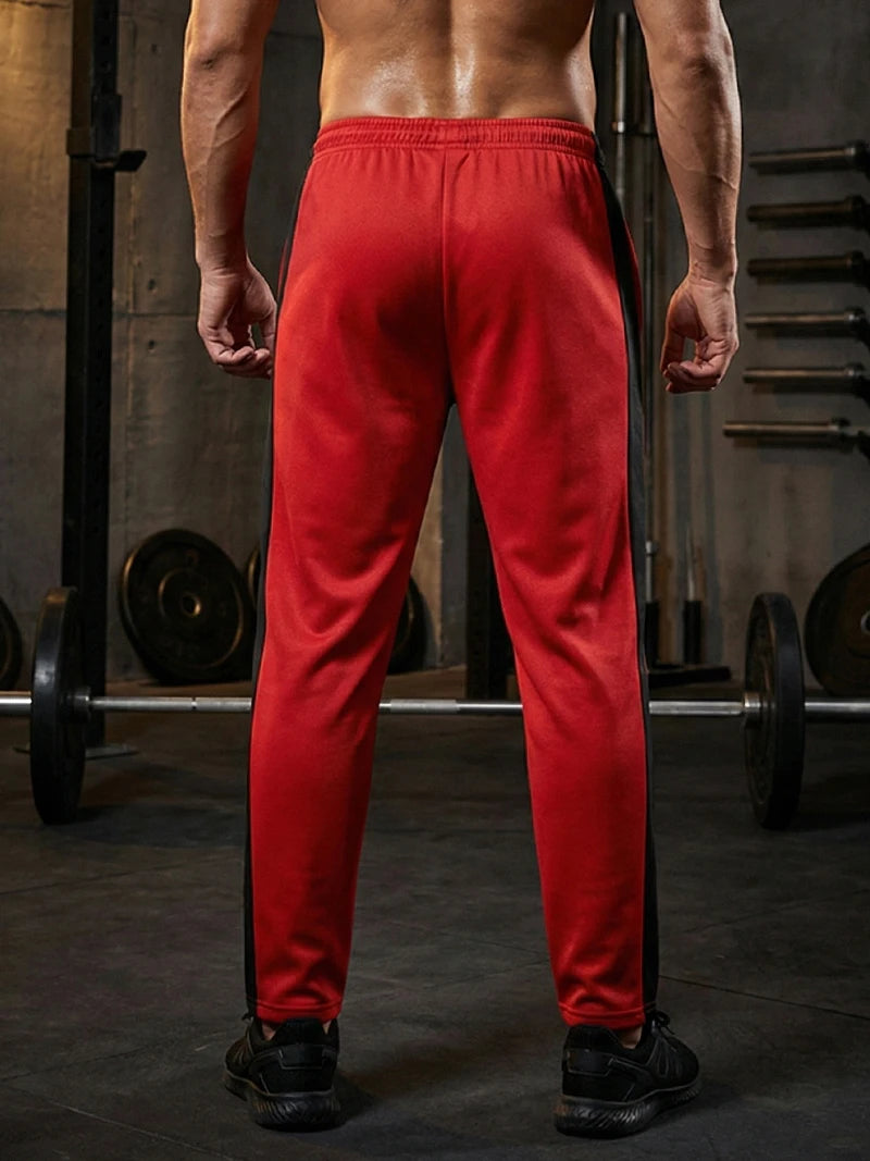 Mens Athletic Workout Running Jogging Sweatpants Fall Winter Warm Cozy Joggers Pants Colorblock Patchwork Trousers Activewear
