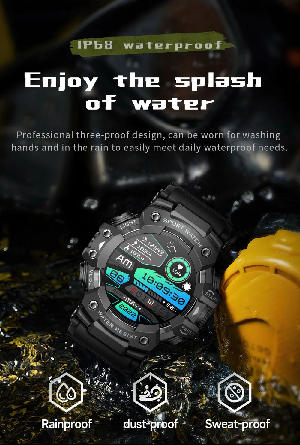 Outdoor Sports Smart Watches Men Blue Tooth Call Smartwatch Compass Waterproof Sleep Health Monitoring Message Push Flashlight