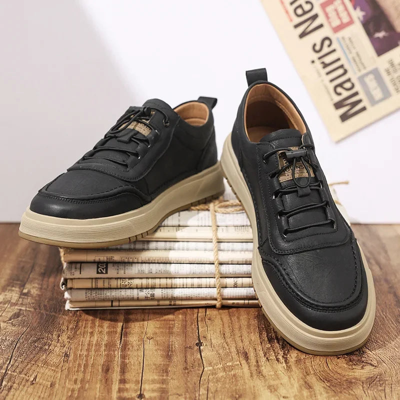 Fashion Cow Leather Casual Sneakers for Men 2025 Designer Soft-sole Men's Board Shoes Spring Autumn Sports Zapatos Para Hombre