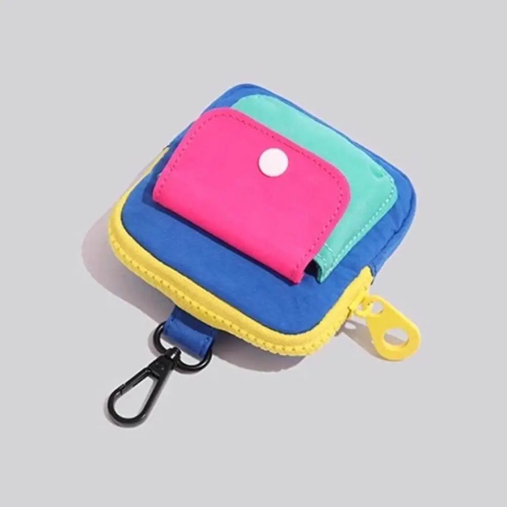 Dopamine Color Mini Wallet Keychain Coin Purse Mini Zipper Earphone Bag Cute Backpack Accessory Pendant Gift for Women