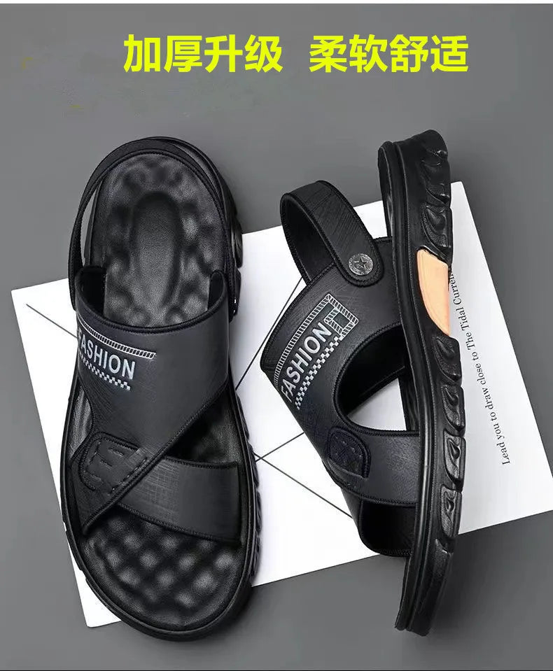 Men's sandals summer non-slip beach shoes casual wear cool slippers men's thick soles