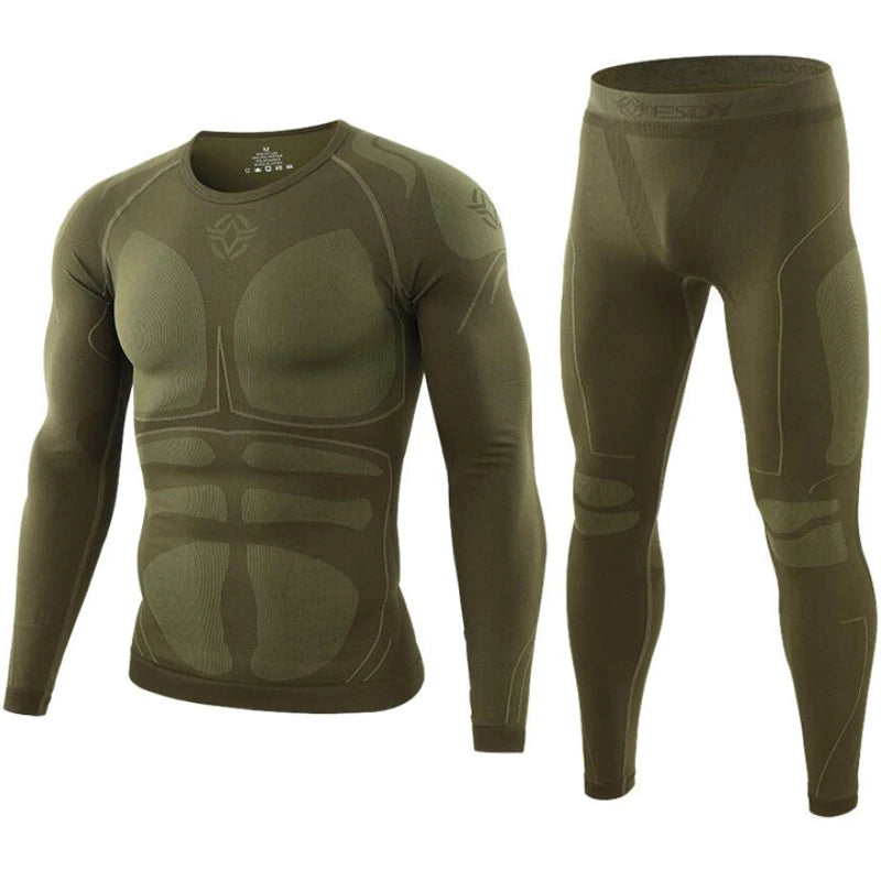 ESDY Fleece Thermal Underwear Men Autumn Winter Warm Long Johns Fitness Sports Compression Breathable Leggins Thermo Tracksuit