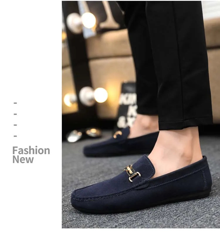 Spring and Summer Men's Shoes, Low-Cut Beanie Shoes, Versatile Casual Shoes, Breathable Leather Shoes, Black Work Shoes, Slip-Ons