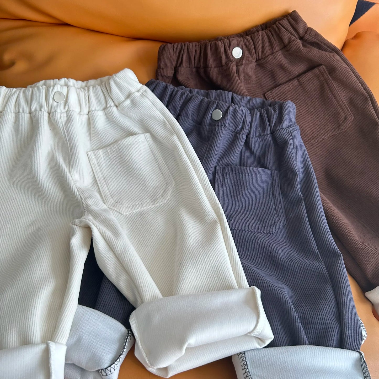 Fashion children's clothing Autumn Winter Kids solid color Corduroy pants Boys soft loose Trousers Girls all-match casual pants