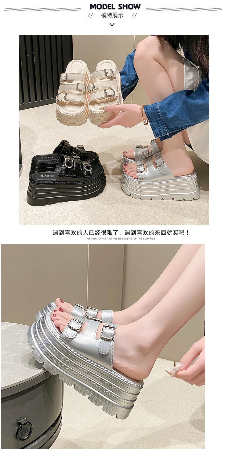 New Fashion Slippers Women Thickness Wedges High Heels Leisure Summer Sandals Female Platform Fish Mouth Shoes Ladies Slippers