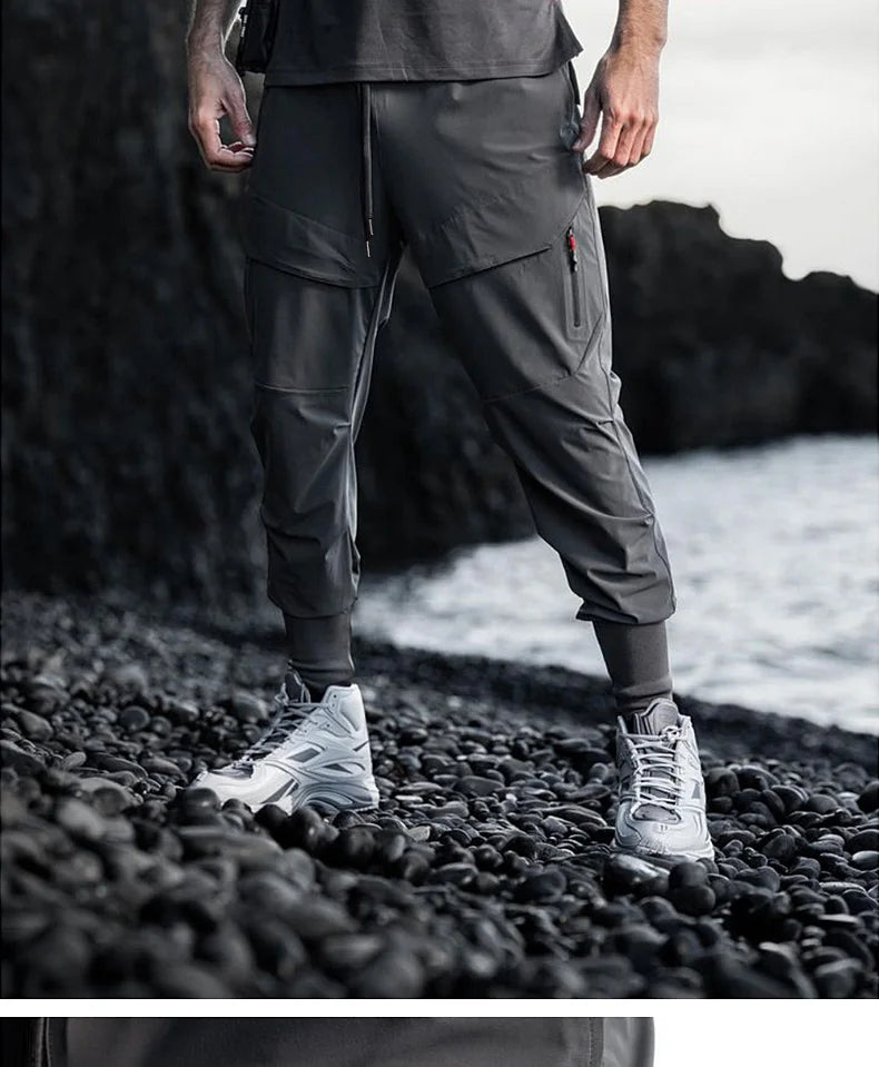 Mens Summer Quick Dry Streetwear Trousers Man Running Joggers Pants Sweatpants Bodybuilding Sports Compression Trackpants