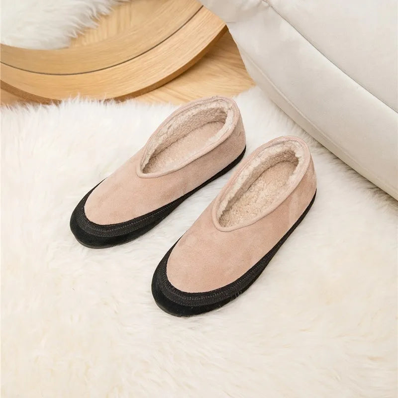 AIYUQI Flat Snow Boots Women's Genuine Leather 2025 Large Size Non-slip Women's Winter Shoes Comfortable Warm Women Ankle Boots