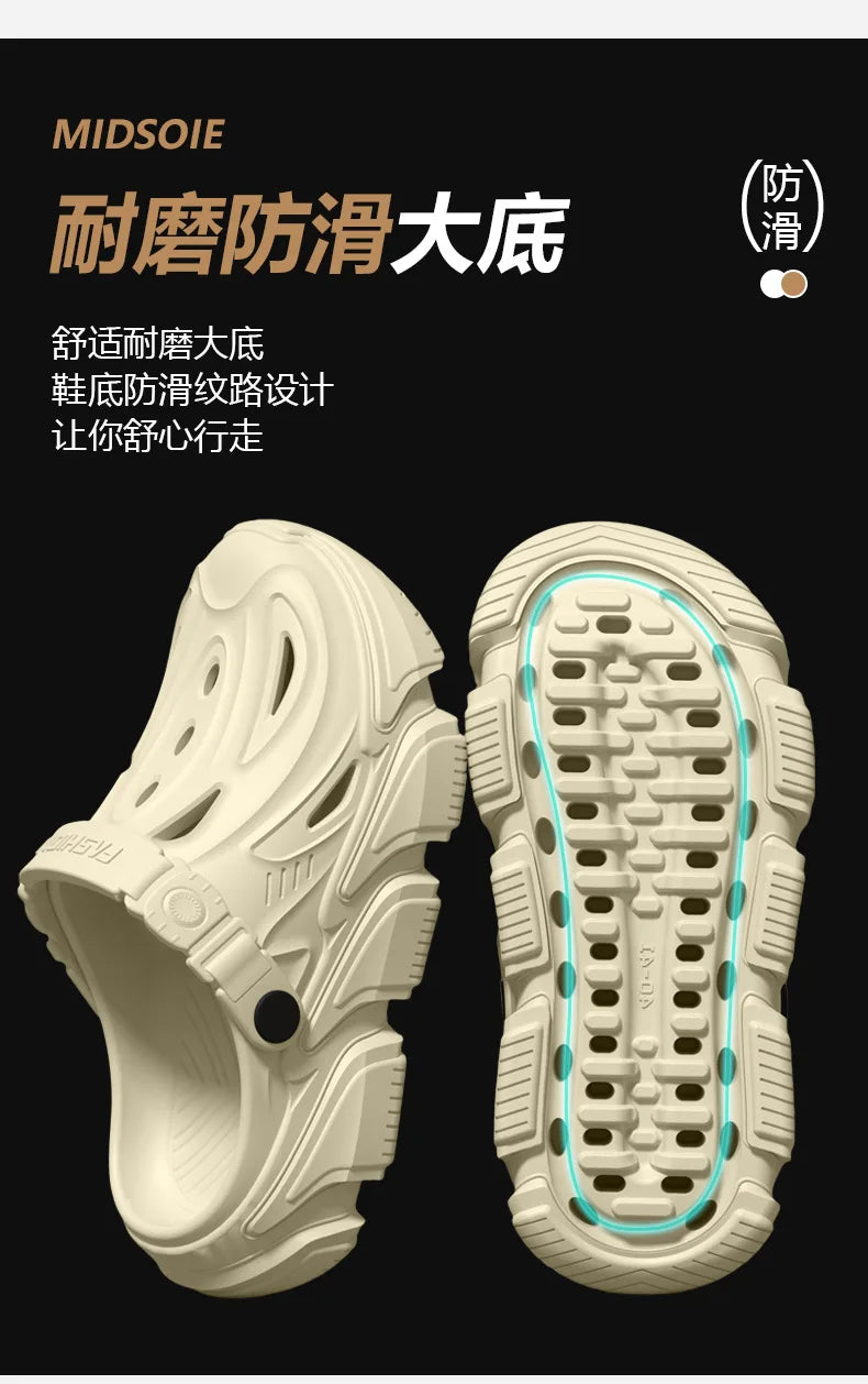 Thick soled perforated shoes for men, 2026 new model for home use, anti slip, wear-resistant, breathable and not tiring