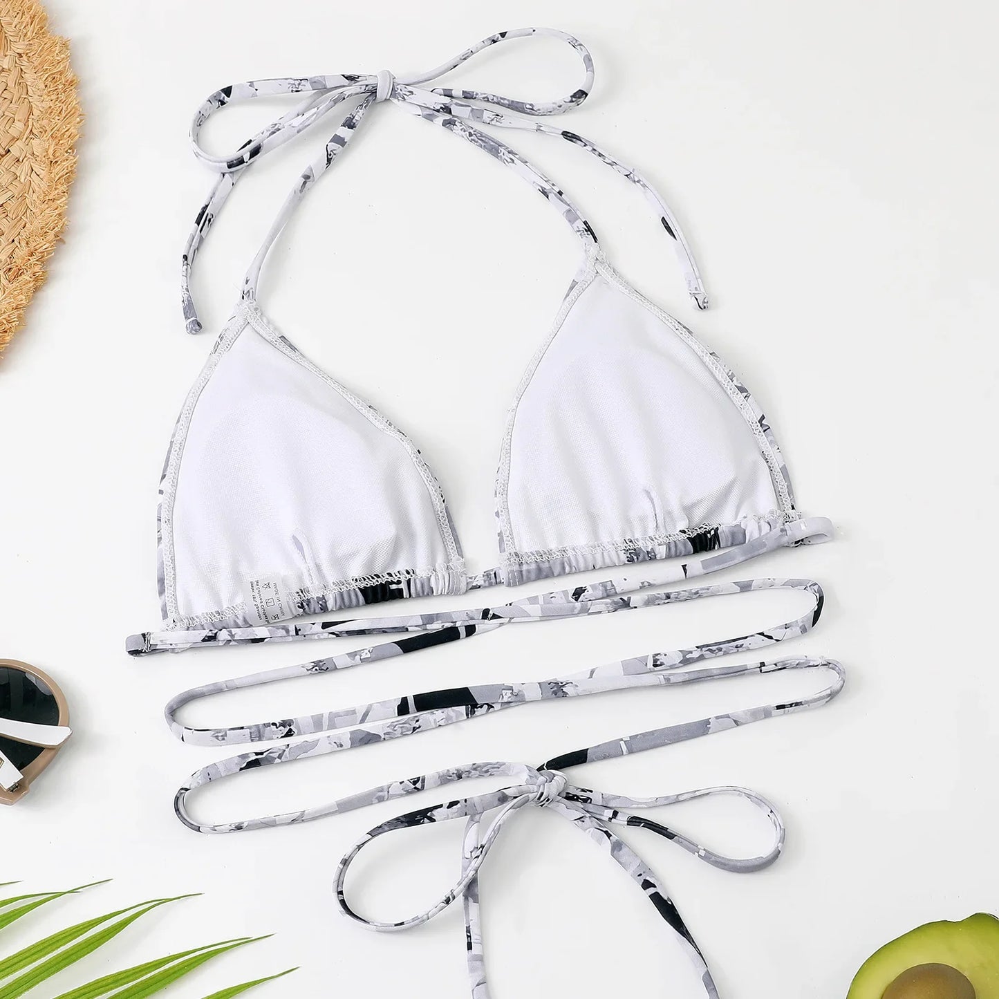 Sexy Printed 4 Piece Bikinis Women Push Up Swimwear With Wrap Long Sleeve Skirt Swimsuit Bathing Suit Beach Wear Female