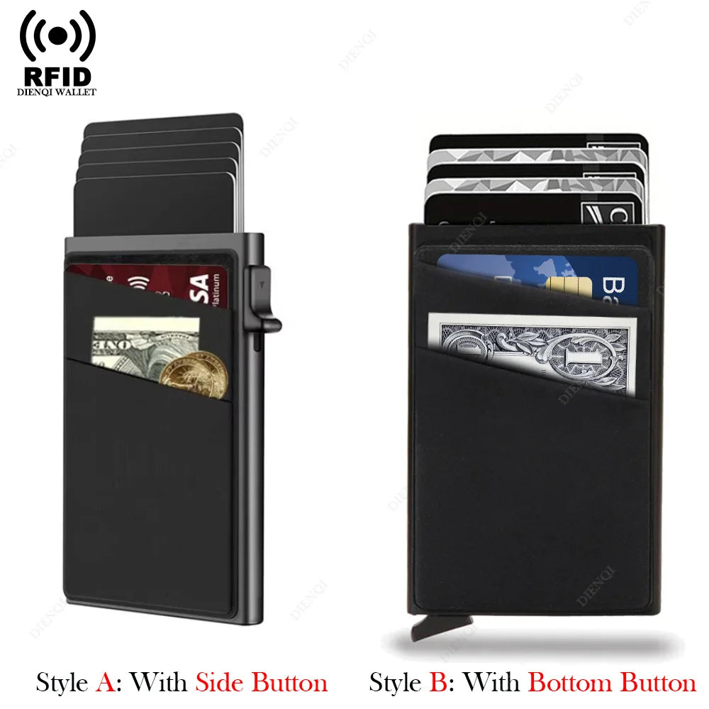 DIENQI Anti-theft Card Protectors Card Holder Minimalist Smart Wallet RFID Protection Aluminum Metal Cardholder Case Porte Carte