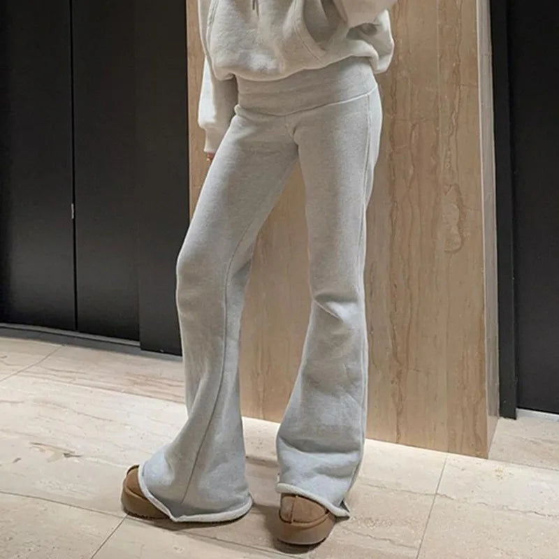 2025 Slim Low Waist Casual Sweatpants For Women Solid Simple Basic Flared Pants Sports Jogging Trousers