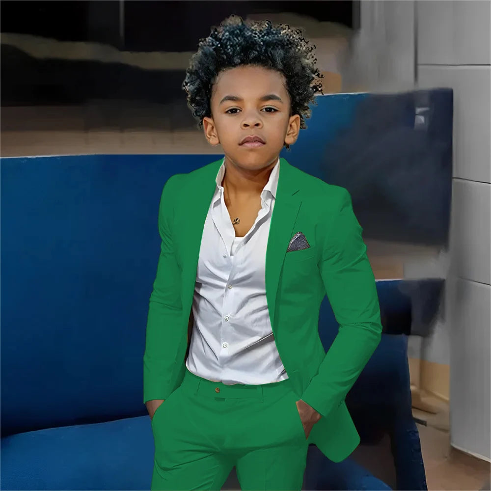 Casual Beige Boys Suit 2 Piece Set Fashion Design Wedding Tuxedos for Kids Custom Clothes 2-16 Years Old Outfit