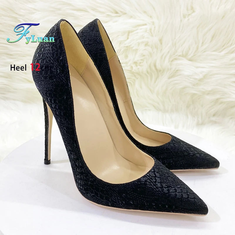 Snake Pattern Thin High Heels Women 8CM 10CM 12CM Elegant Shallow Mouth Party Dress Shoes Brand Lady Shoes Office Woman Pumps