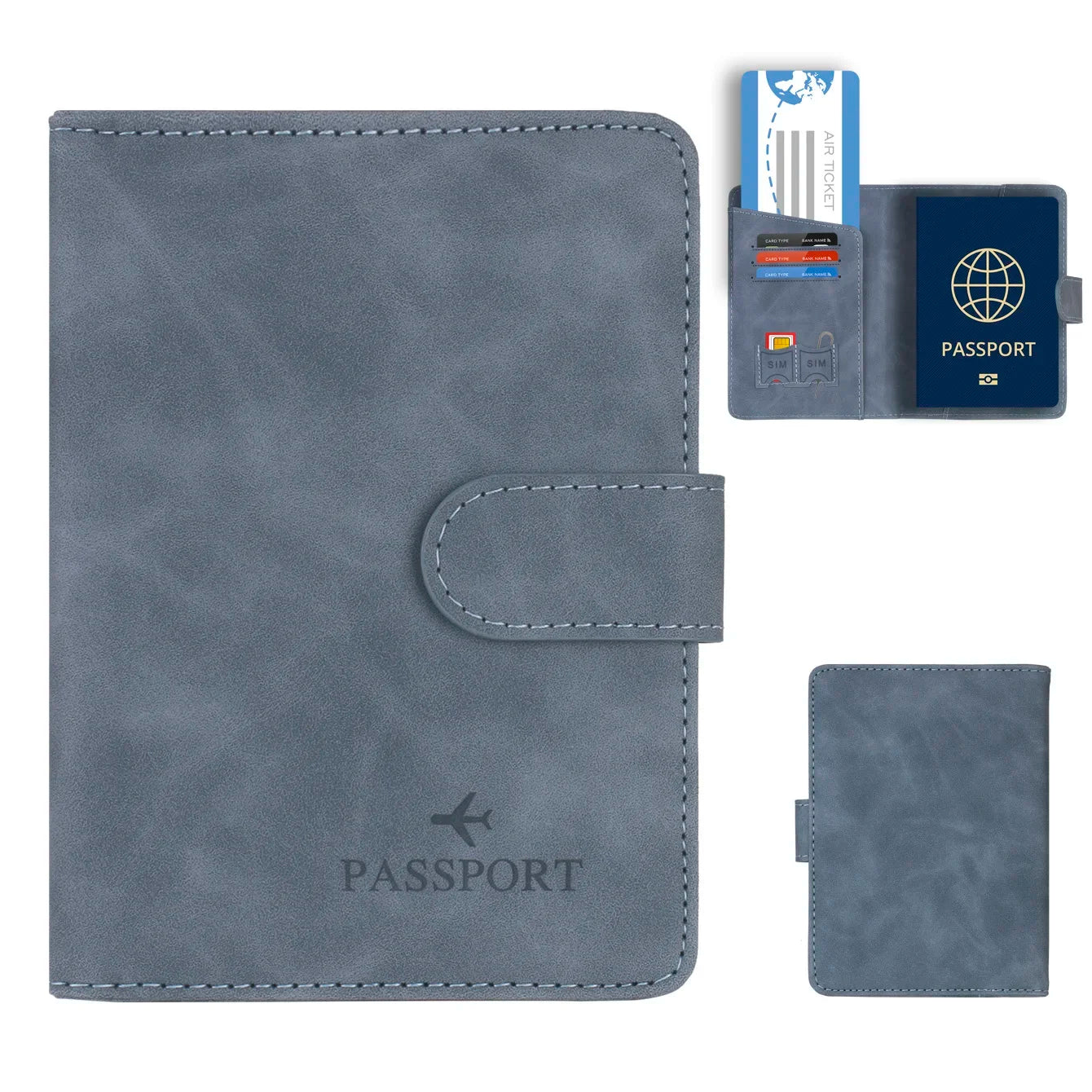 Simple Travel Passport Holder Cover Case Wallet RFID Blocking Business PU Leather Card Case Travel Accessories for Women Men