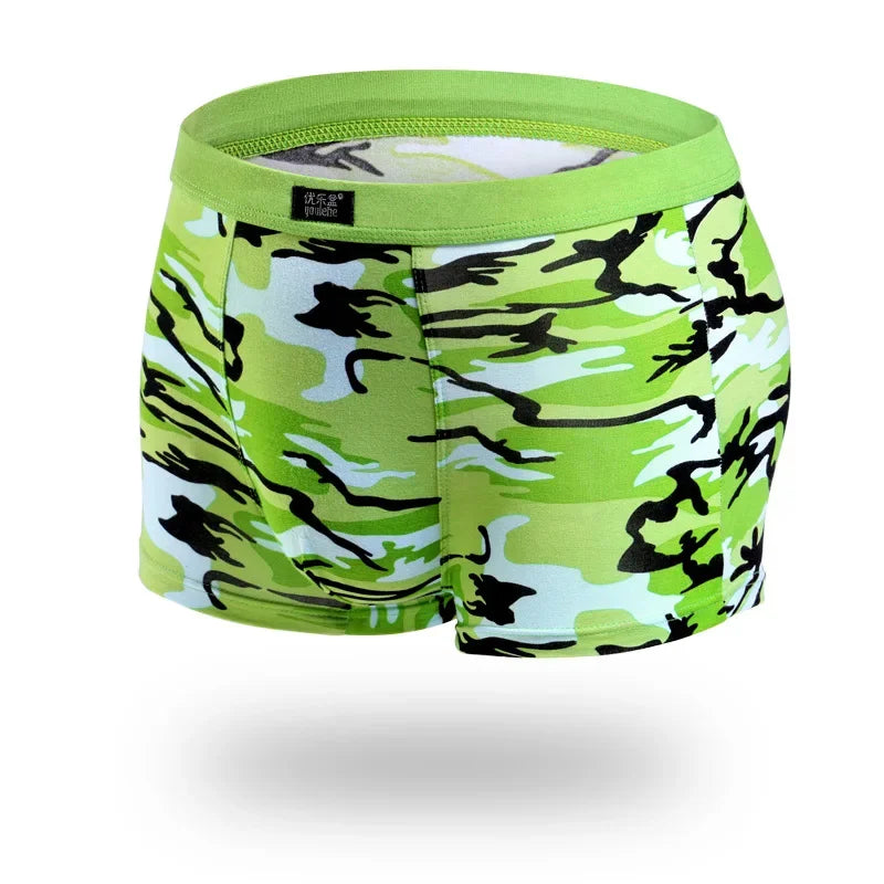 4Pcs/Men's Boxers Camouflage Military Panties Man Sexy Boxer Soft Shorts Underwear Male Army Green Underpants for Men Plus Size