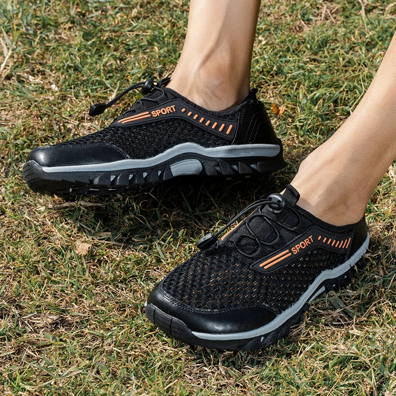Breathable Mesh Men's Sneakers Outdoor Shoes For Men Summer Hiking Shoes Big Size 39-47 Wading Shoes Athletic Walking Shoes