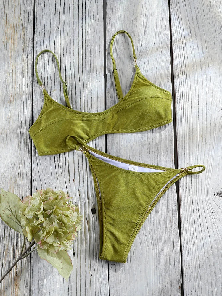 Miyouj Push Up Bathsuit Solid Bikinis 2026 Two Piece Suit Sexy Triangle Bikini  Swimsuits Low Waist Swimwear High Cut Bathwear