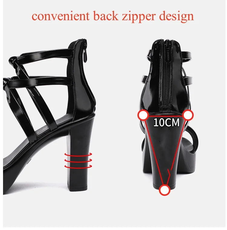 10cm Small Size 32-43 Elegant Bandage High Heels Gladiator Sandals Summer 2024 Silver Red Wedding Shoes Platform Office Model