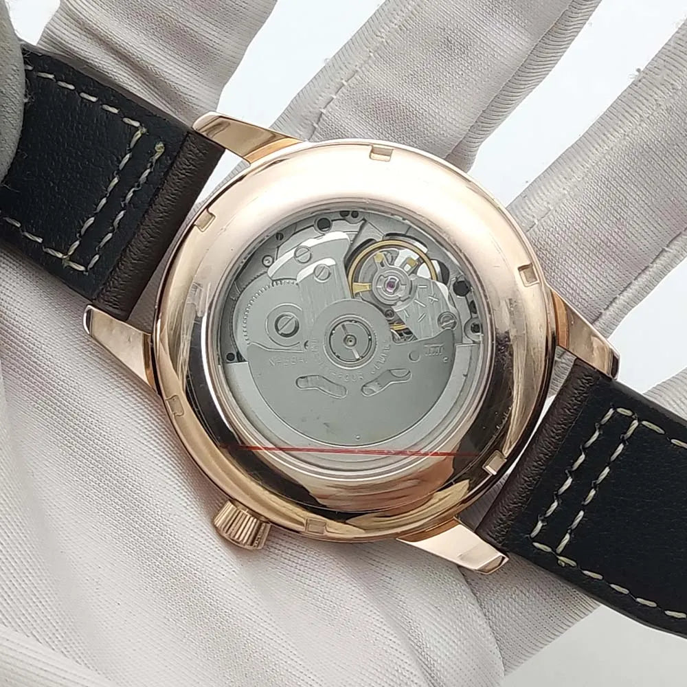 Men's Fashion Mechanical Watch NH38 Skeleton Dial Design Vintage Round Case Transparent Cover Men's Watch