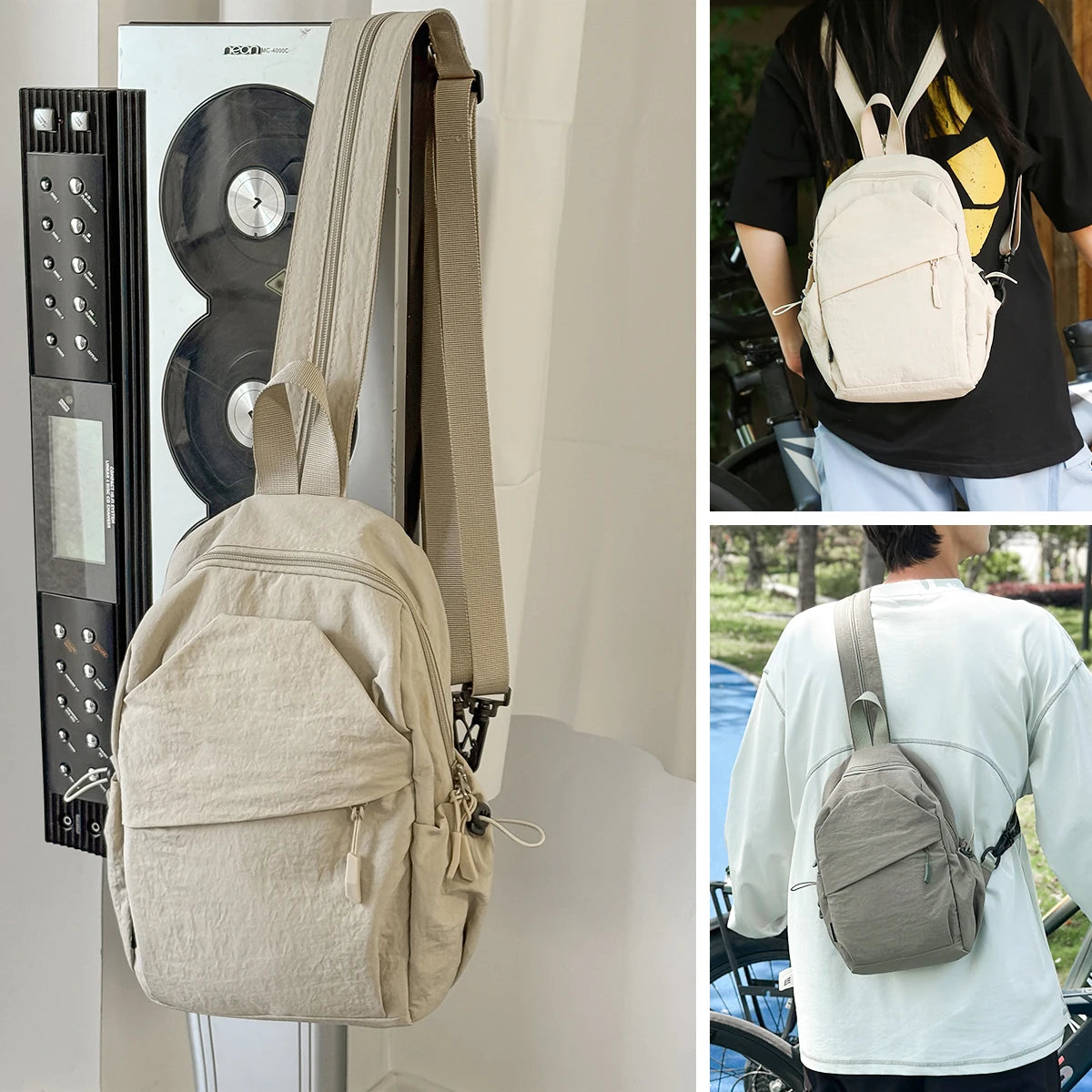 Men's Chest Bag, Fashionable Chest Messenger Bag, Niche Waist Bag, Large-Capacity Casual Commuter Shoulder Bag, Mountain Climbing