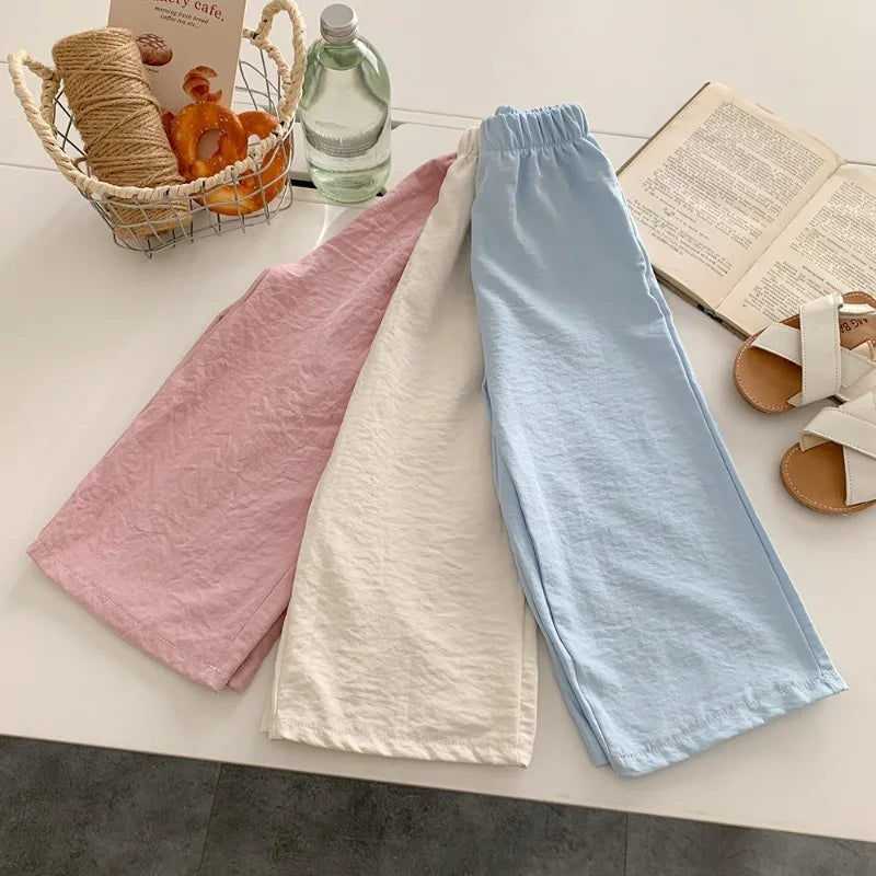 Casual Teen Girl Clothes  2 To 8  9 12 Years Kids Girls Pants Solid Color Trousers Children's Pants For Cute Elegant Girl Wear