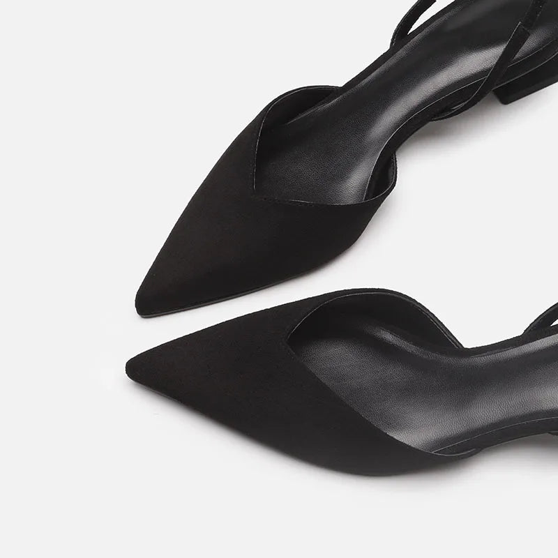 Baotou Sandals Women's 2025 New Summer Simple Pointed Square Heel Sandals Women's High Heels Thin Strap Fashion Single Shoes