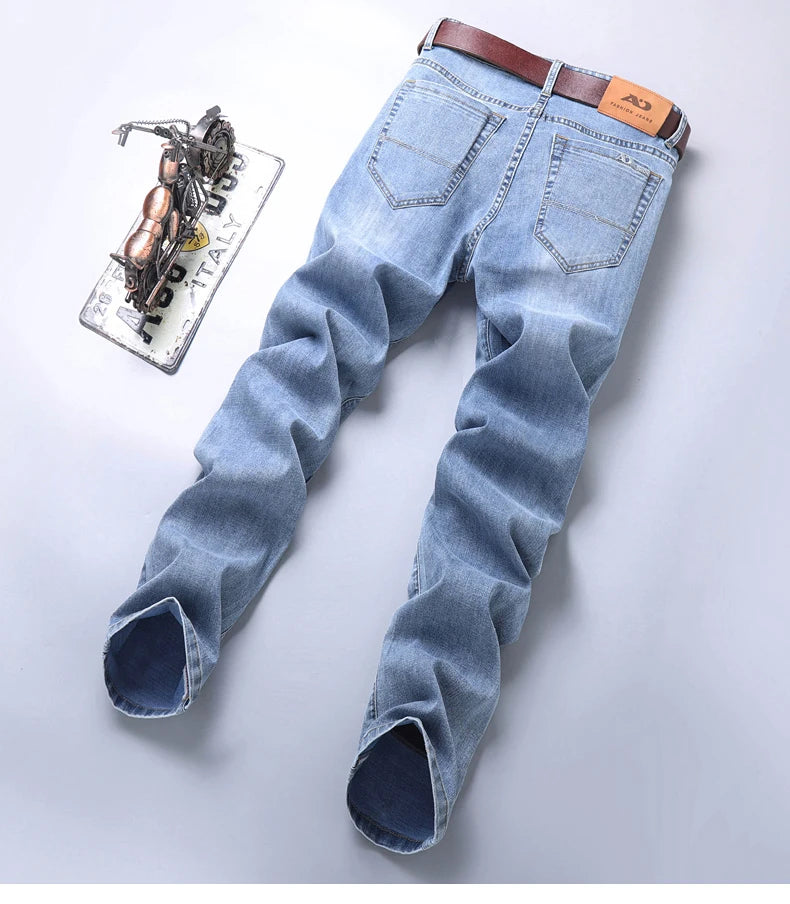 2026 Thin or Thick Material Slim Fit Men's Luxury Classic Style Men Jeans Business Stretch Denim Male Trousers Clothing