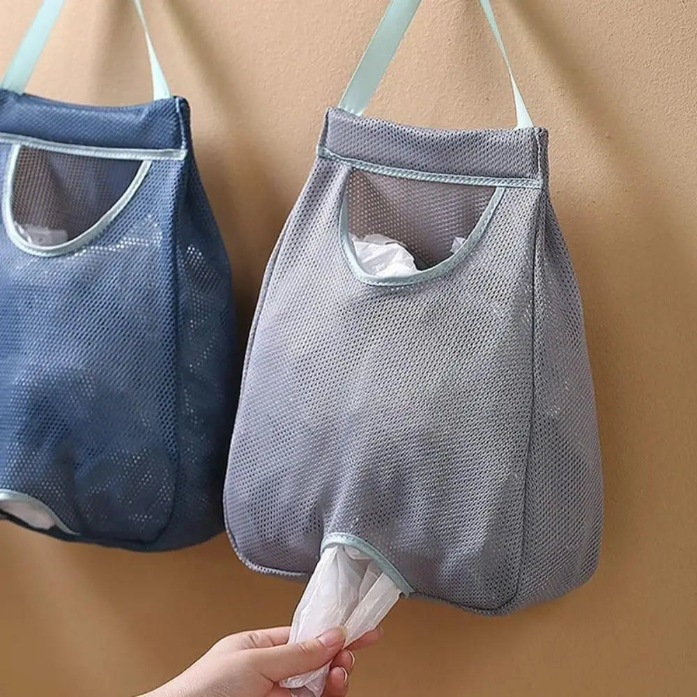 Plastic Bag Holder Trash Bag Dispenser Plastic Grocery Bags Large Grocery Bag Holder Breathable Mesh Hanging Storage