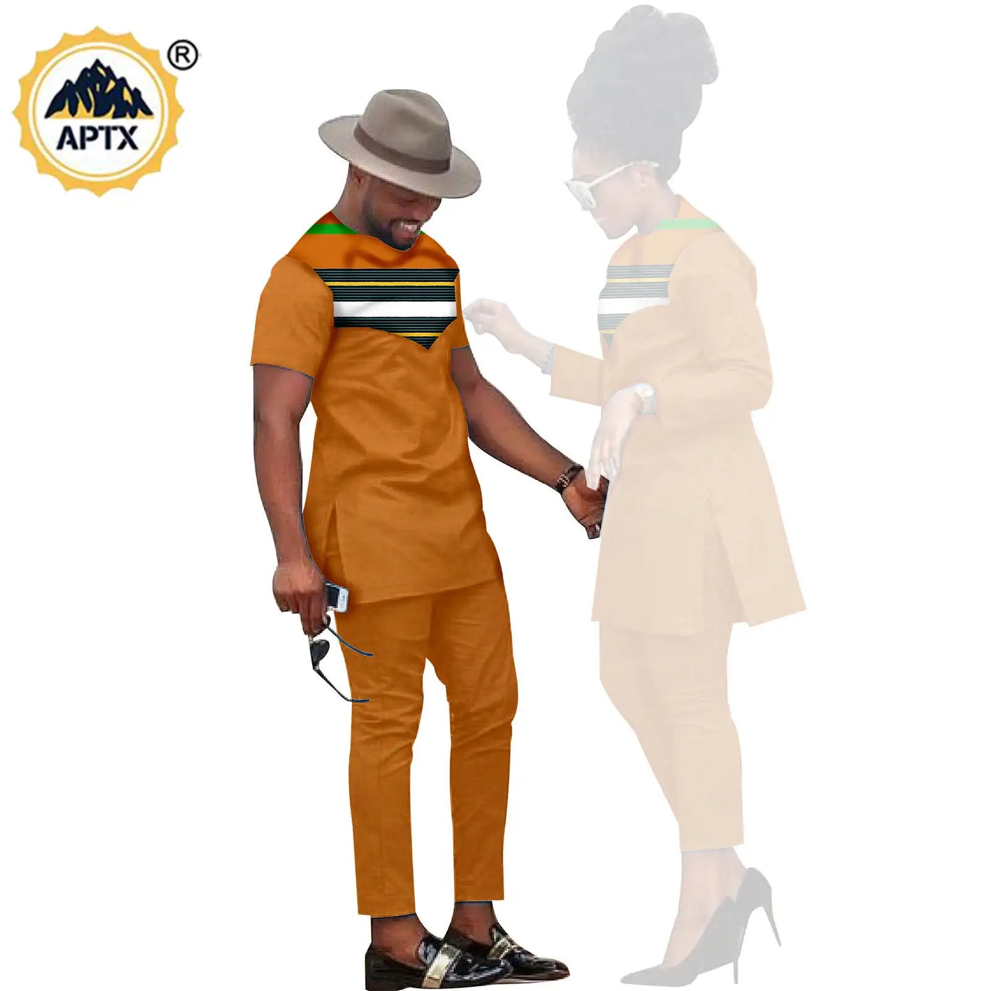 African Men Suits Bazin Riche African Couple Clothes Women Sets Matching Men Outfits Kaftan Patchwork Top and Pant Sets S20C001